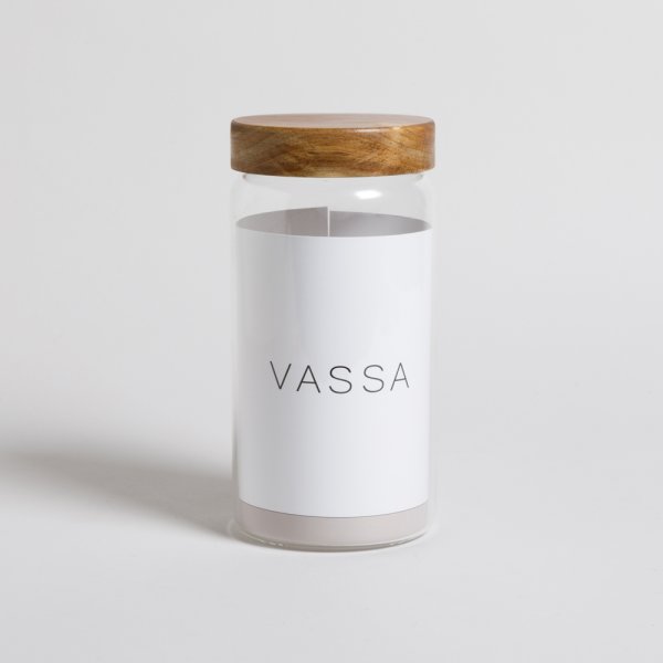 FRASCO REDONDO CON TAPA DE MADERA DE ACACIA 1600 ML VASSA HOME