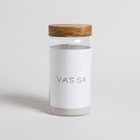FRASCO REDONDO CON TAPA DE MADERA DE ACACIA 1600 ML VASSA HOME