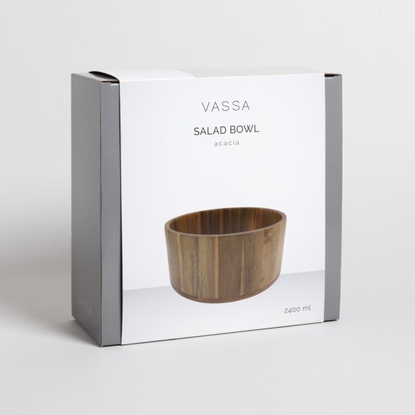 BOWL RECTO DE MADERA DE ACACIA 2400 ML VASSA HOME