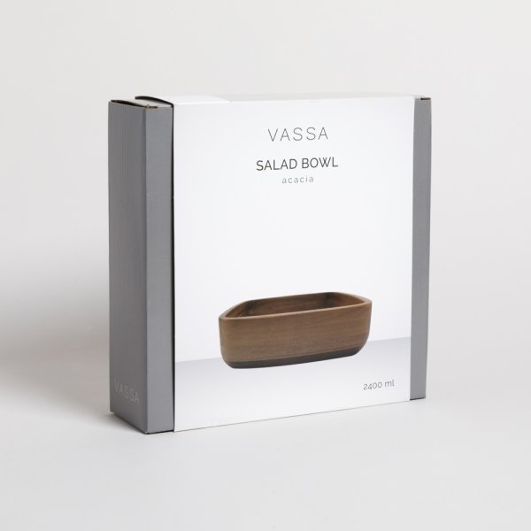 BOWL CUADRADO DE MADERA DE ACACIA 25 CM VASSA HOME