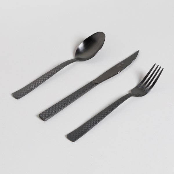 SET DE CUBIERTOS BLACK BRAID X 12 PIEZAS VASSA HOME