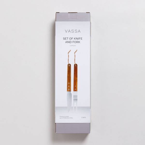 SET DE ASADO DE ACERO INOXIDABLE Y MADERA DE ACACIA VASSA HOME