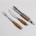 SET DE ASADO Y PINZA DE ACERO INOXIDABLE Y MADERA DE ACACIA VASSA HOME