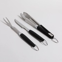 SET DE ASADO Y PINZA DE ACERO INOXIDABLE CON MANGO NEGRO VASSA HOME
