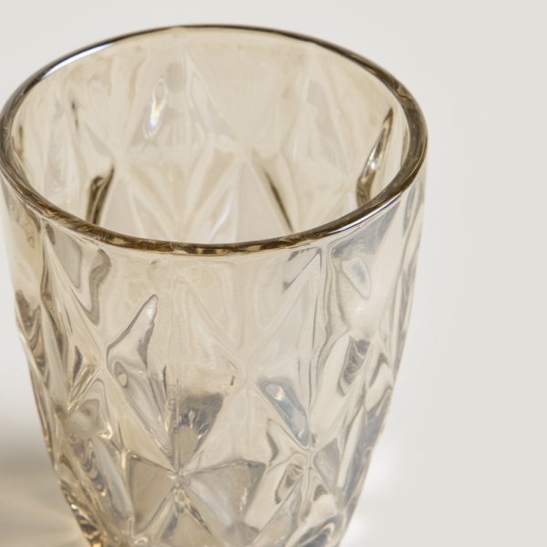 SET X 6 VASOS BAJOS DE VIDRIO ROMBOS COLOR CHAMPAG