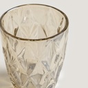 SET X 6 VASOS BAJOS DE VIDRIO ROMBOS COLOR CHAMPAG