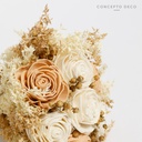 BOUQUET WOOD ROSE CAPUCHINO/CRUDO 25CM