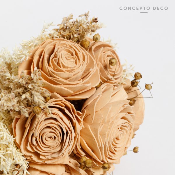 FLORES SECAS BOUQUET WOOD ROSE CAPUCHINO 27CM