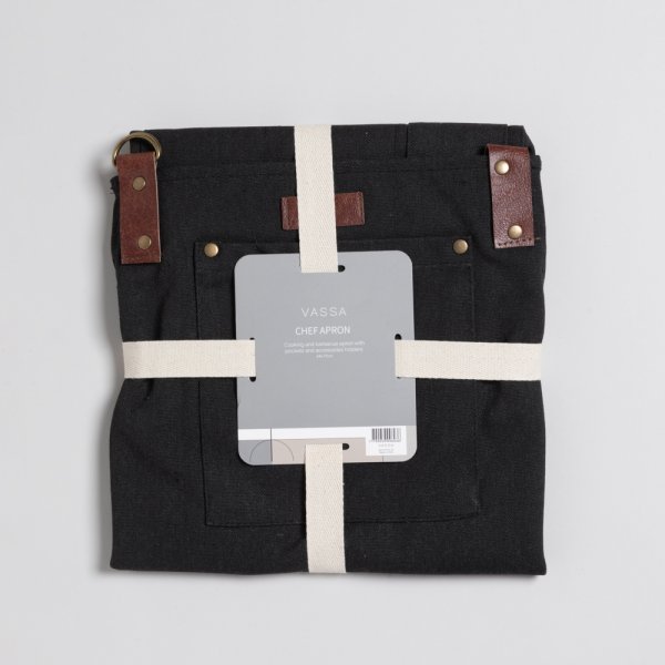DELANTAL DE COCINA NEGRO 75X68 CM VASSA HOME