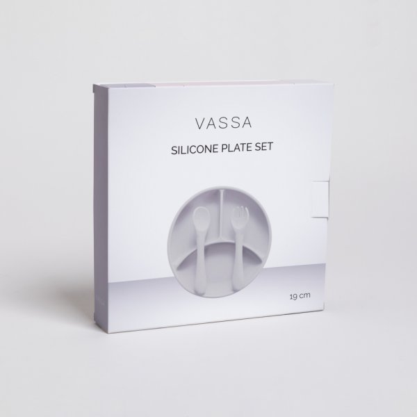 SET DE PLATO Y CUBIERTOS DE SILICONA 19 CM VASSA HOME
