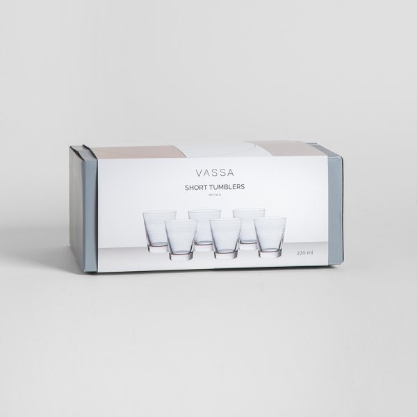 SET X 6 VASOS BAJOS MILOS 270 ML VASSA HOME