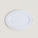 PLATO OVAL PORCELANA BLANCA DISEÑO ESPIGADO 40.5X29.5 CM