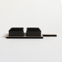SET X 4 COPETINEROS DE PORCELANA BASE BAMBOO NEGRO 19,5X19,5 CM