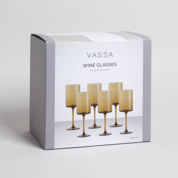 SET X 6 COPAS FEDRA BROWN 320 ML VASSA HOME | Mayorista