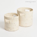 CANASTOS SET X 2 RATTAN G:25X25,5 C:21,5X22 BLANCO
