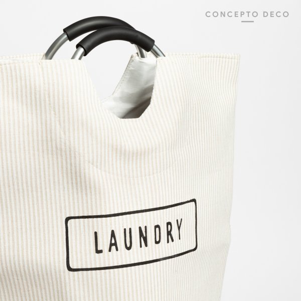 CESTO LAUNDRY RAYAS FINAS CRUDO 56X28CM