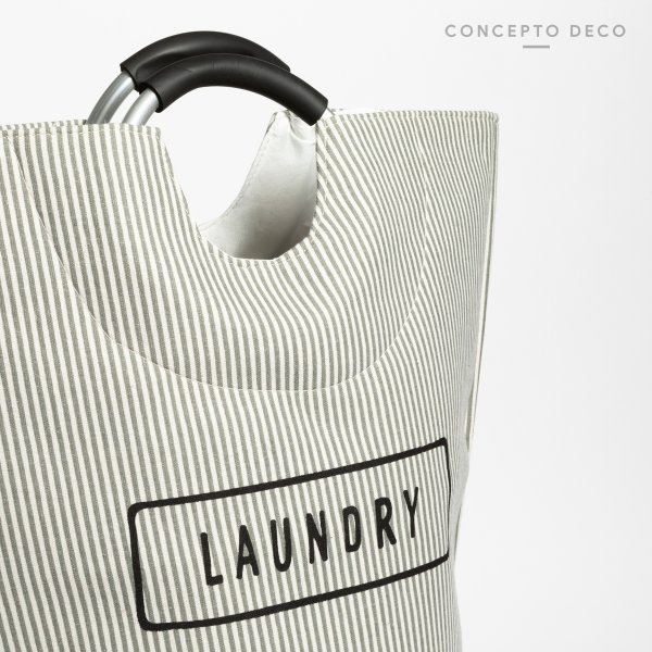 CESTO LAUNDRY RAYAS FINAS GRIS 56X28CM
