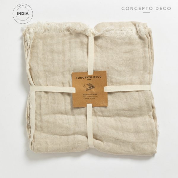 MANTA SOFÁ INDIA ODISHA LINO GRIS CLARO 130X170CM