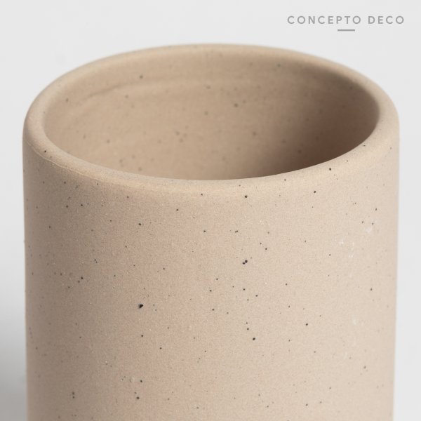 PORTACEPILLO CERÁMICA PUNTITOS CRUDO 10X6CM