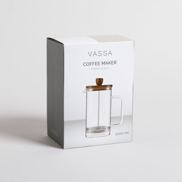 CAFETERA CON EMBOLO TAPA ACACIA 1000 ML