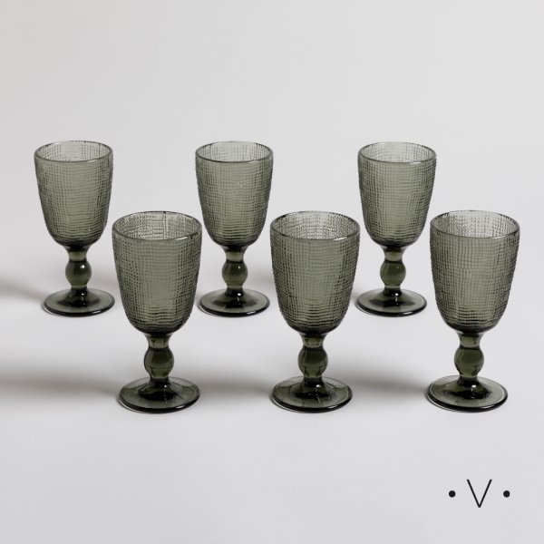 SET X 6 COPAS SELMA GREY 260 ML VASSA HOME