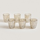 SET X 6 VASOS BAJOS DE VIDRIO ROMBOS COLOR CHAMPAG