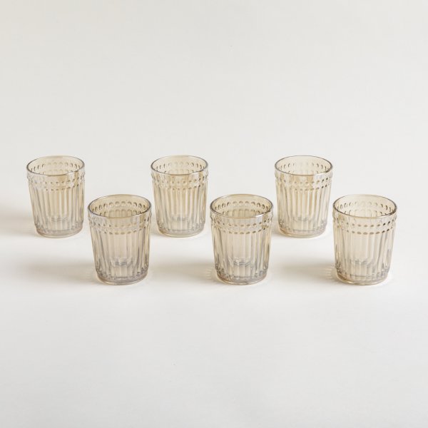 SET X 6 VASOS BAJOS DE VIDRIO COLOR CHAMPAGNE LINE