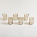 SET X 6 VASOS BAJOS DE VIDRIO COLOR CHAMPAGNE LINE