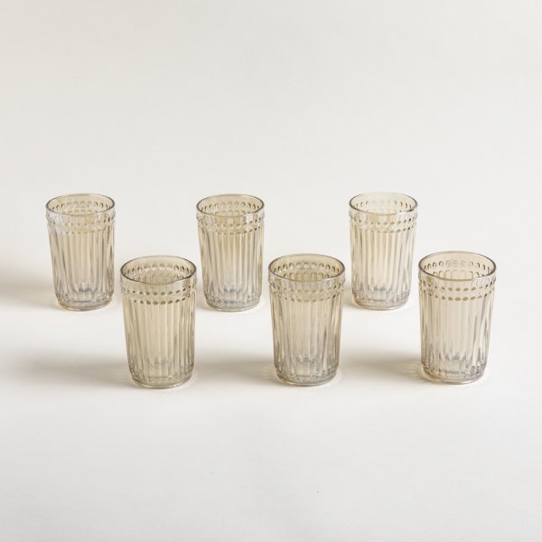 SET X 6 VASOS ALTOS DE VIDRIO COLOR CHAMPAGNE LINE