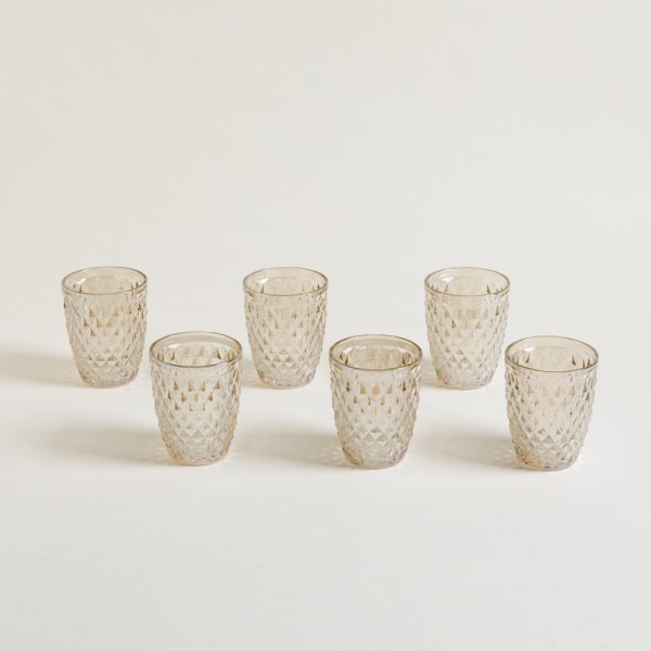 SET X 6 VASOS BAJOS COLOR CHAMPAGNE DIAMANTE 250 M