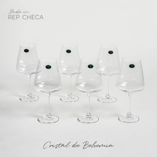 SET X 6 COPAS DE CRISTAL DE BOHEMIA CORVUS 570 ML