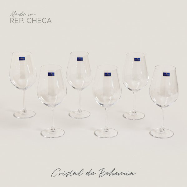 SET X 6 COPAS DE CRISTAL DE BOHEMIA SARAH 690 ML