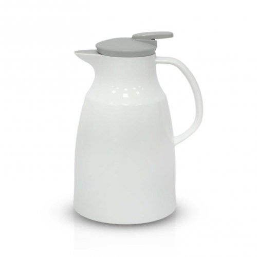 JARRA TERMICA BLANCA BRILLANTE CON INTERIOR ACERO Y TAPA GRIS 1.5LT