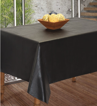 MANTEL ECO CUERO LISO 140 X 250 NEGRO