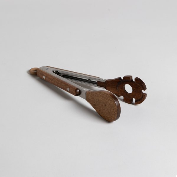 [411840] PINZAS REDONDEADA DE ACERO INOXIDABLE Y MADERA DE ACACIA 25 CM VASSA HOME