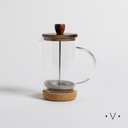 CAFETERA CON EMBOLO TAPA ACACIA Y BASE CORCHO 600 ML VASSA HOME