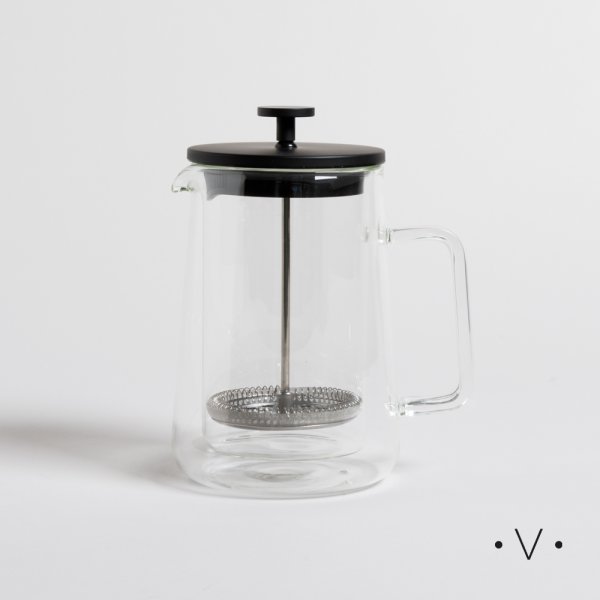 CAFETERA DOBLE VIDRIO CON EMBOLO TAPA BLACK 600 ML VASSA HOME