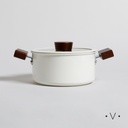 OLLA LUND ANTIADHERENTE TAPA DE VIDRIO Y ASAS DE MADERA 20 CM VASSA HOME
