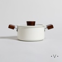 OLLA LUND ANTIADHERENTE TAPA DE VIDRIO Y ASAS DE MADERA 18 CM VASSA HOME