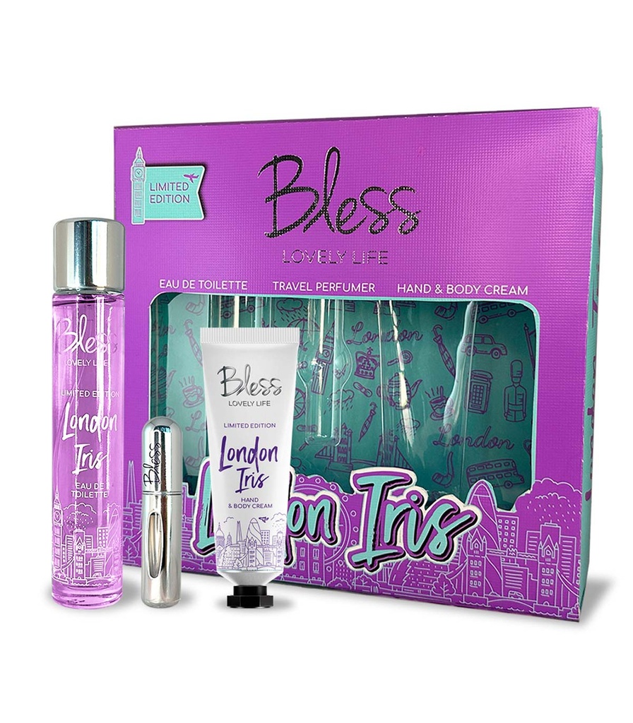 TRIO LONDON IRIS EDT TRAVEL PERFUMER Y CREMA CORPORAL Y DE MANOS BLESS