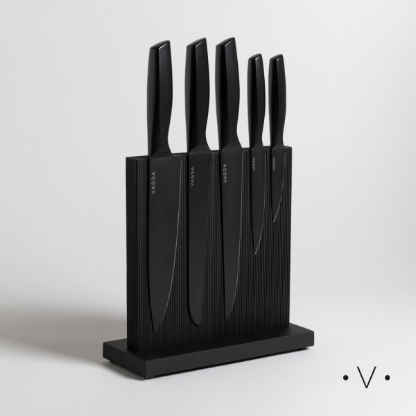 TACO IMANTADO X 5 CUCHILLOS ACERO BLACK VASSA HOME