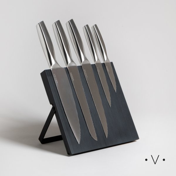 TACO IMANTADO GREY X 5 CUCHILLOS ACERO INOXIDABLE VASSA HOME