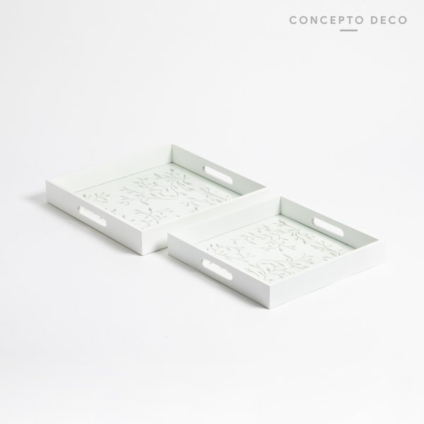 BANDEJA JAIPUIR SET X2 G:30X30 C:26X26CM BLANCO