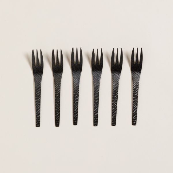 SET X 6 TENEDORES VAJRA NEGRO 13 CM