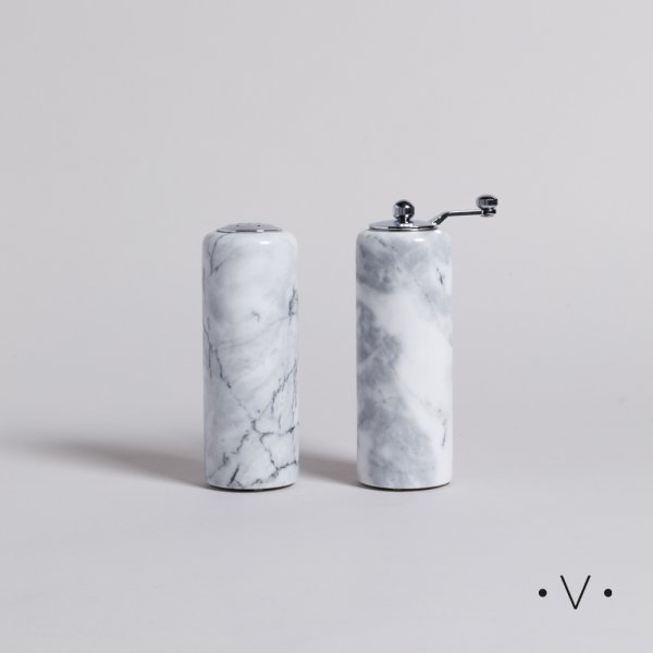 [4113242] SALERO Y PIMENTERO MOLINILLO DE MARMOL 15X6 CM VASSA HOME