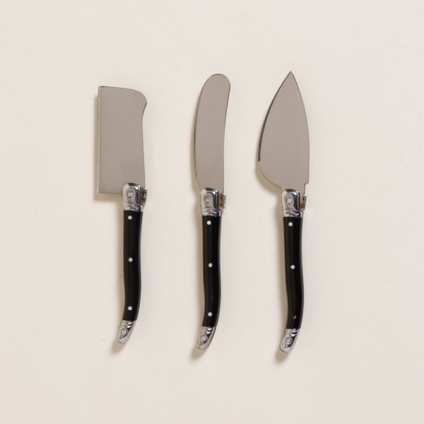 SET X 3 CUCHILLOS PARA QUESO PRAGA NEGRO 16 CM