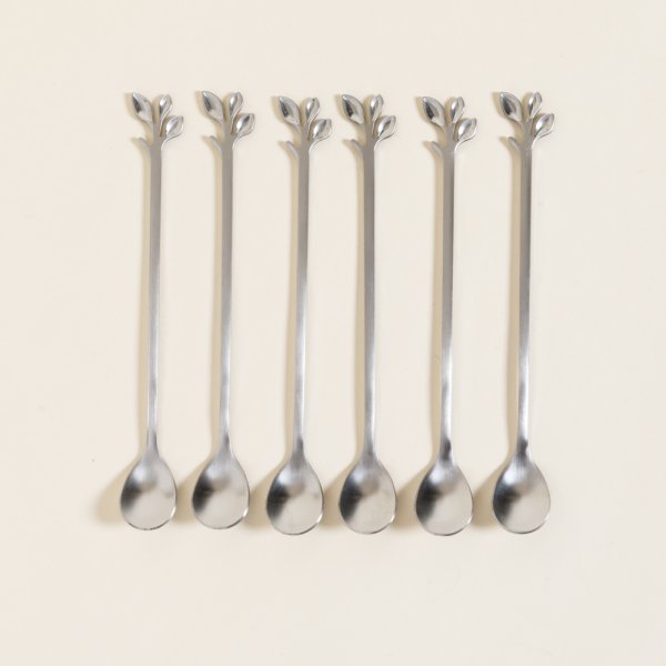 SET X 6 CUCHARAS MILKSHAKE DE ACERO STEM 19 CM