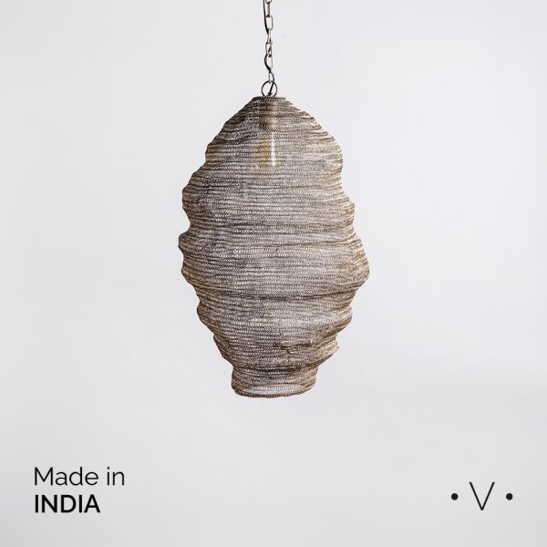 LAMPARA COLGANTE MADHUR SILVER ANTIQUE 64X46 CM VASSA HOME