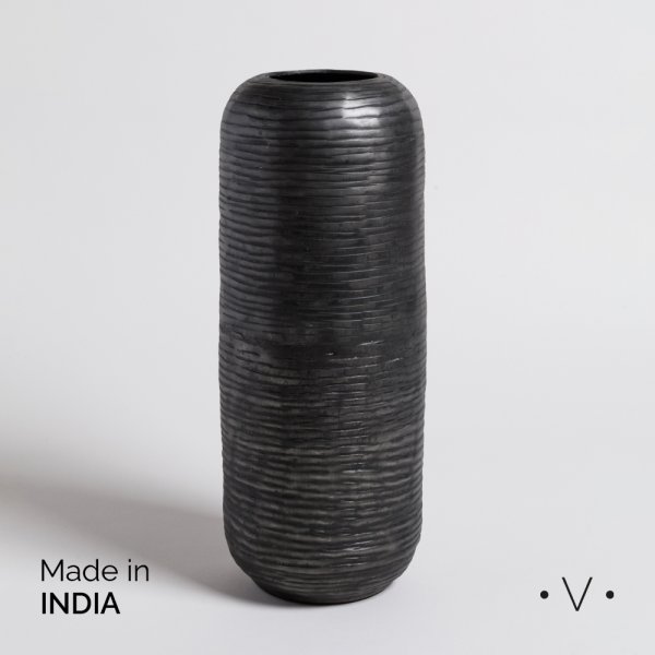 JARRON BHIMA GRAFITO 13,5X32,5 CM VASSA HOME