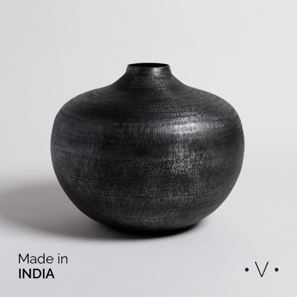 JARRON BHIMA GRAFITO 30X24 CM VASSA HOME